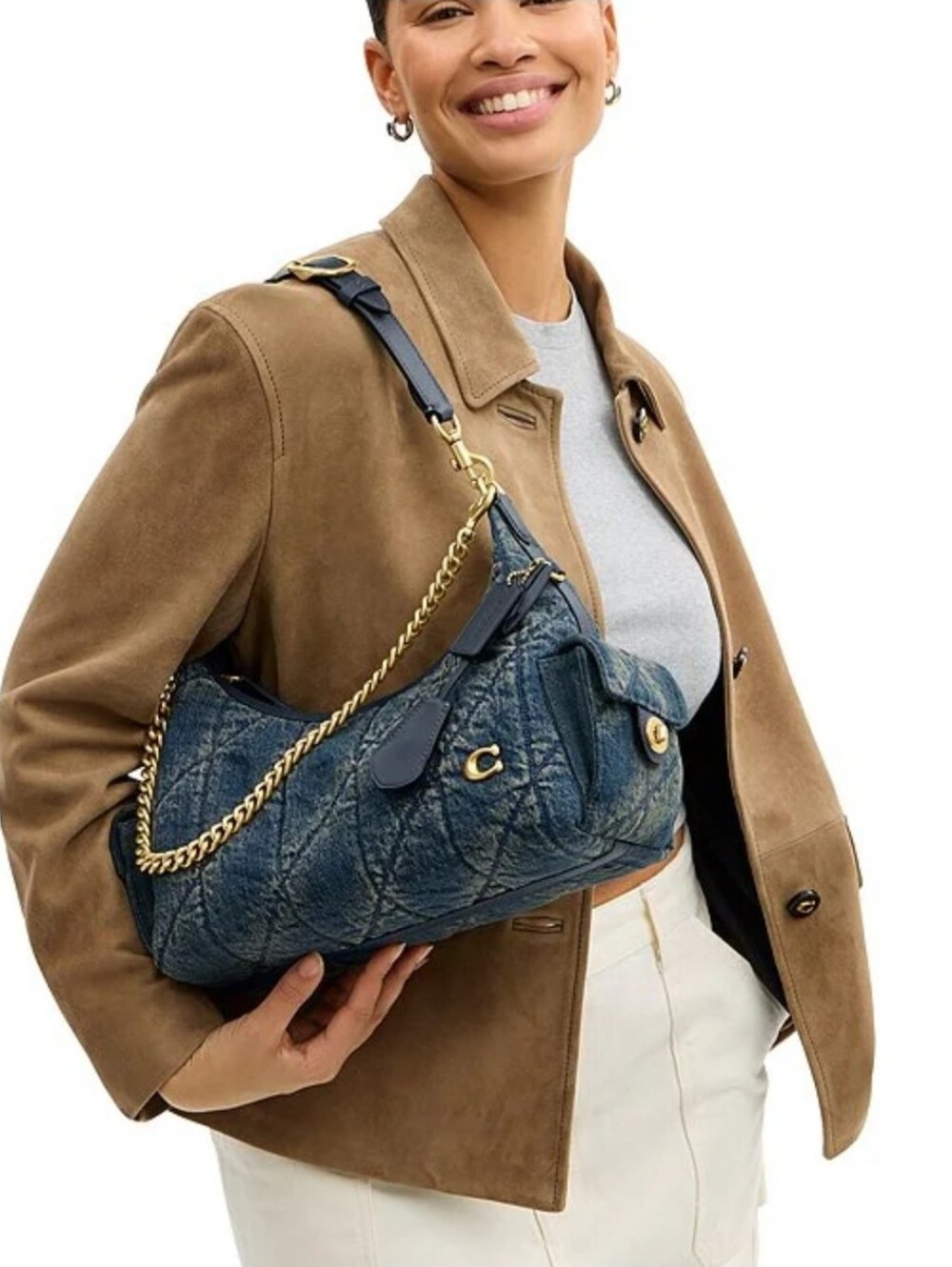 COACH Denim Pocket Juliet Bag 30 Denim Bag - Picture 12 of 12